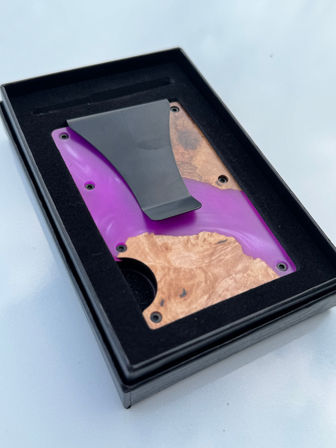Wood & Resin RFID Wallet - Purple