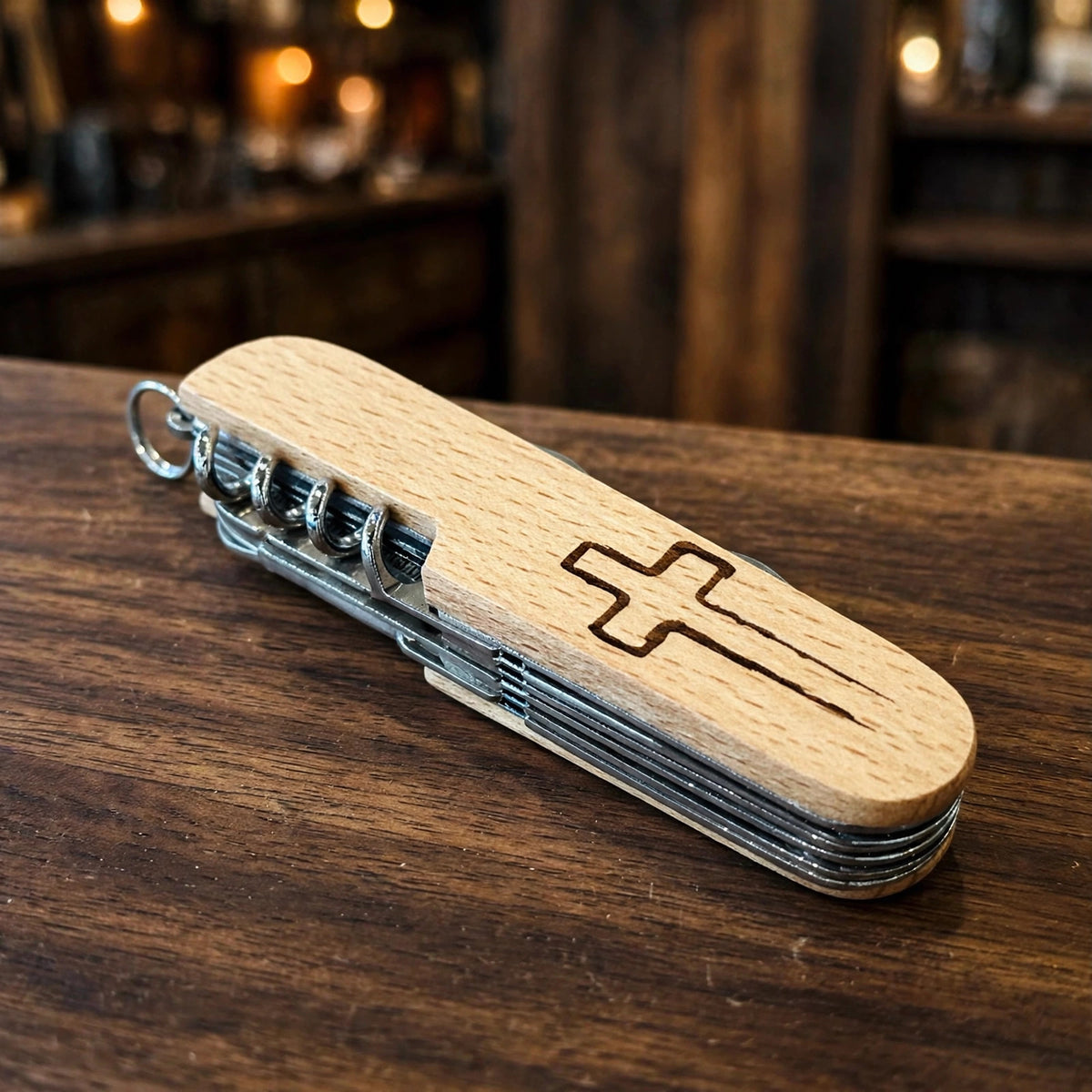 Cross Engraved Pocket Knife