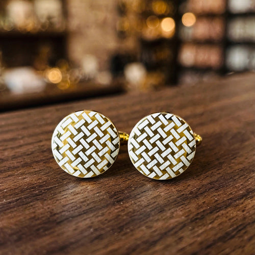 Gold Basketweave Cufflinks