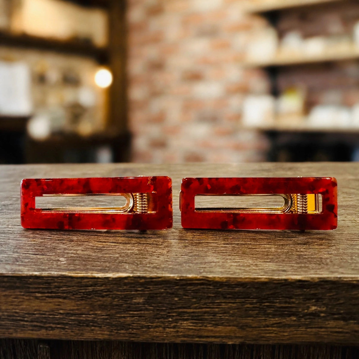 Red Tortoise Hair Clip Set
