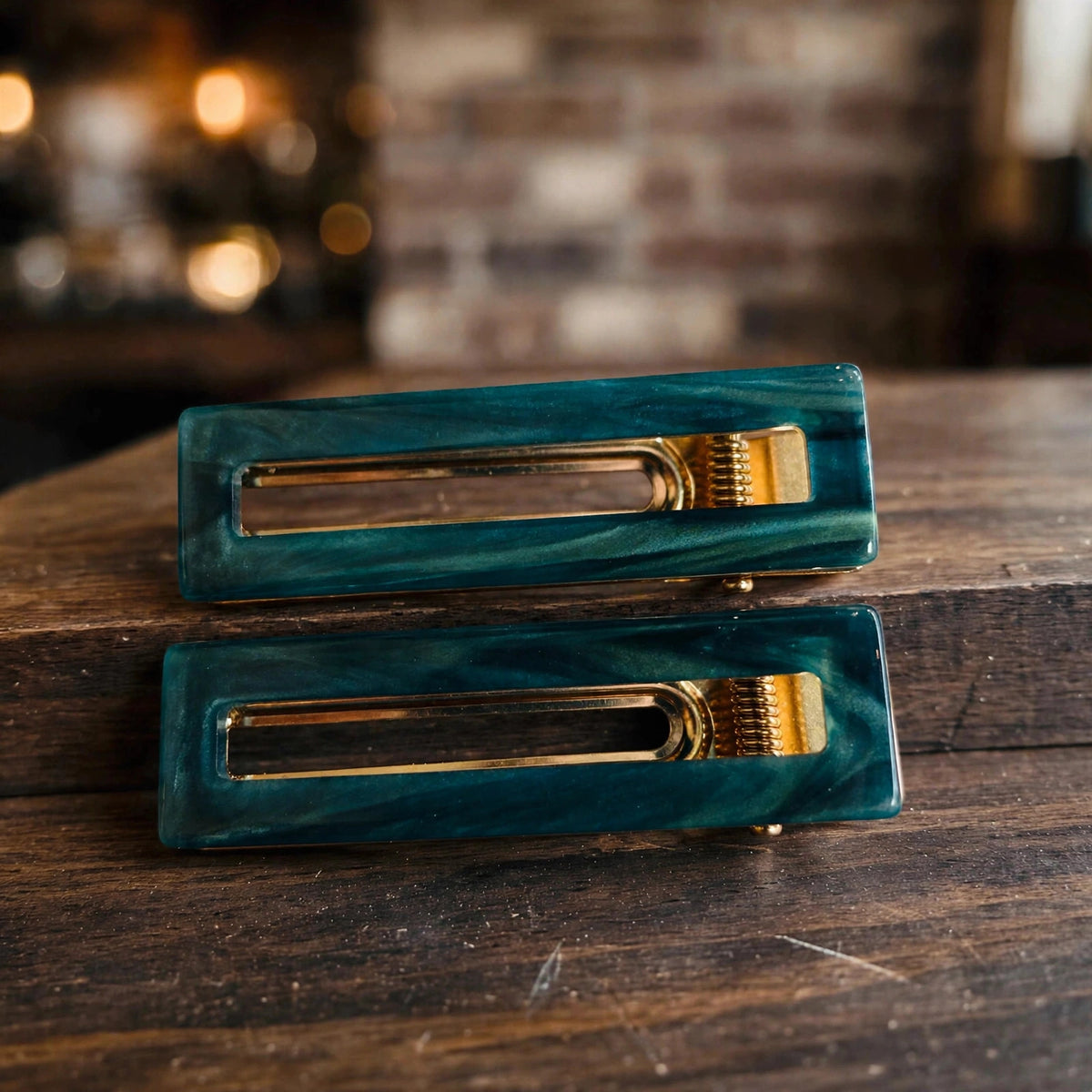 Teal Hair Clip Set