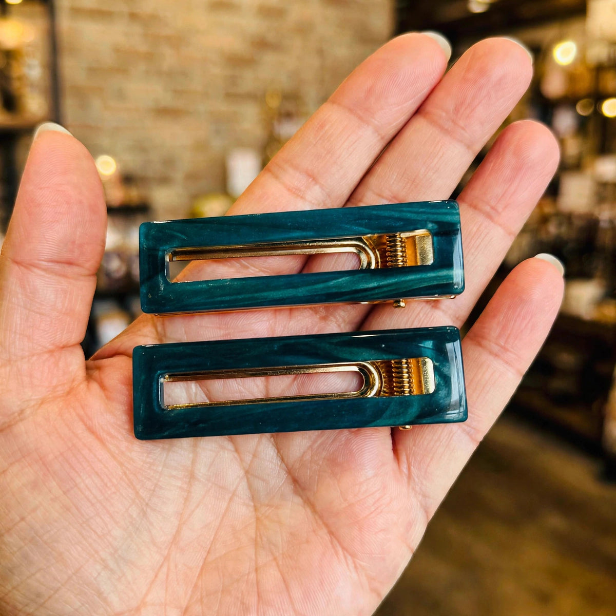Teal Hair Clip Set