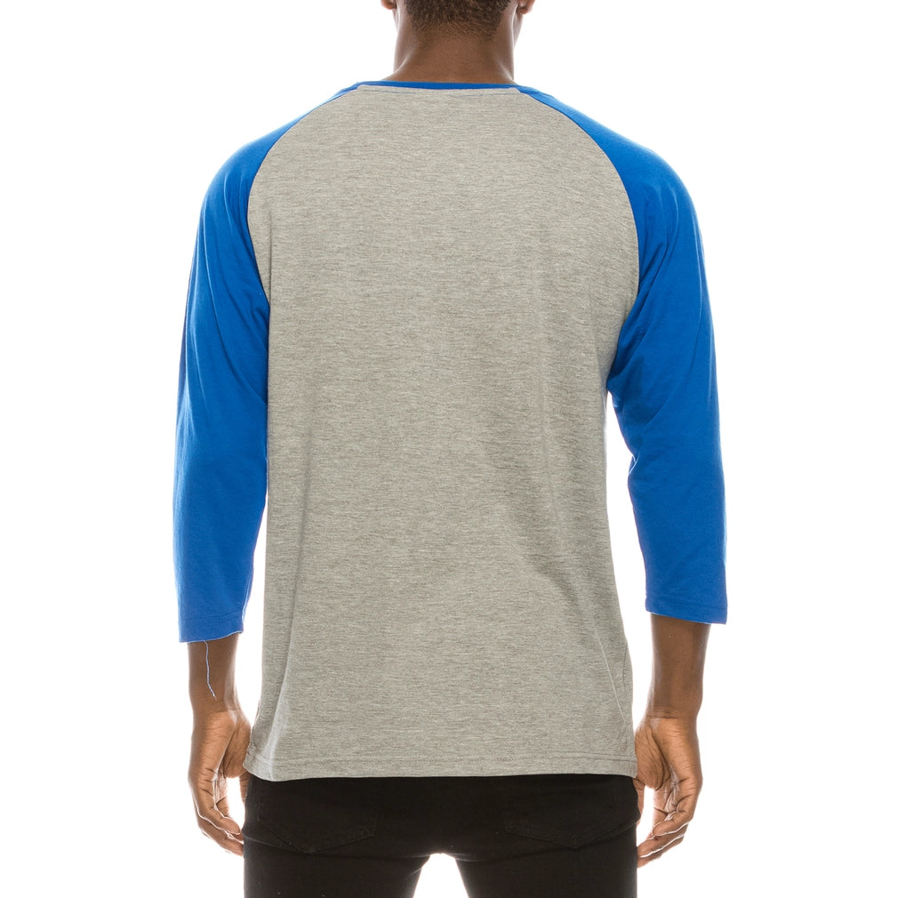 Raglan Sleeve Shirt: Heather Grey Royal Blue