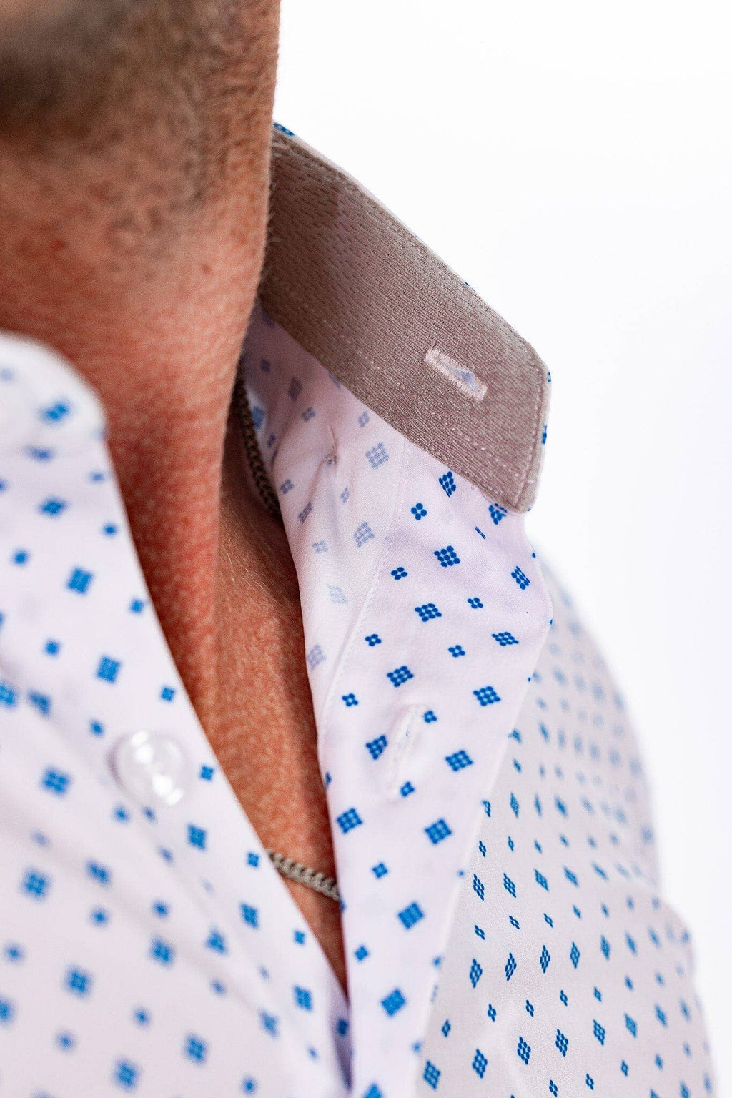 Hustle Sport Shirt - Long Sleeve - White Cobalt Diamond, view 7