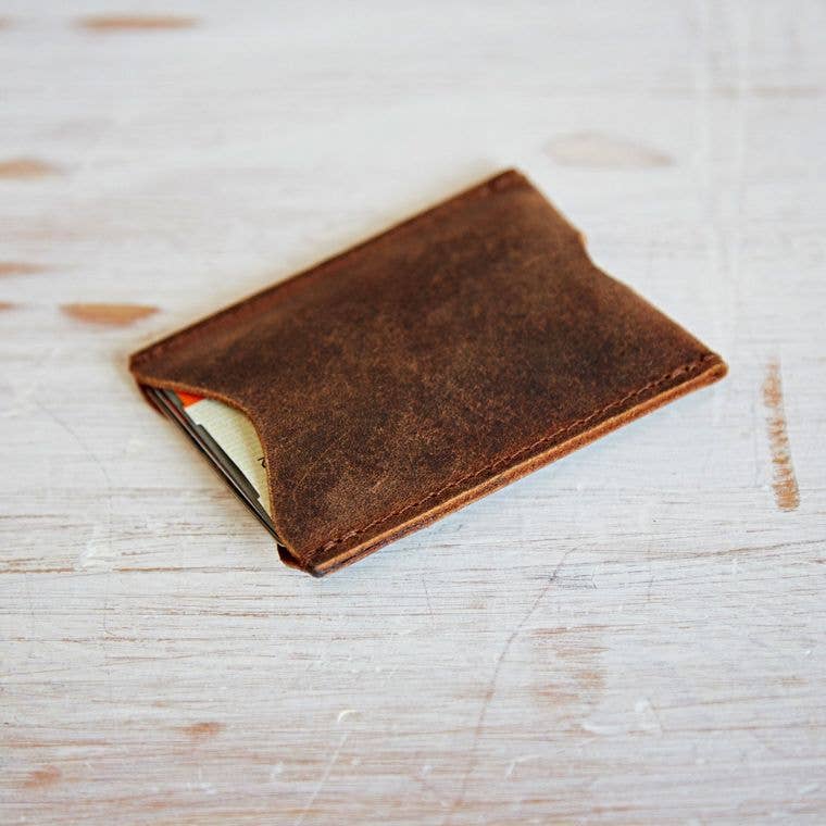 Handmade Buffalo Leather Travel Card Holder, view 4