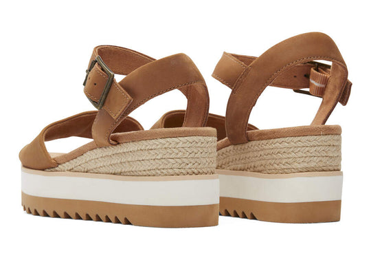 TOMS Diana Tan Leather Wedge Sandal