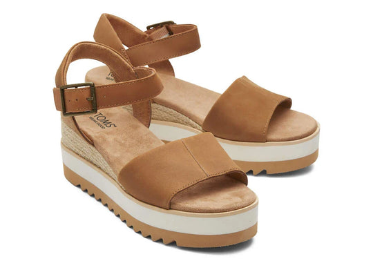 TOMS Diana Tan Leather Wedge Sandal