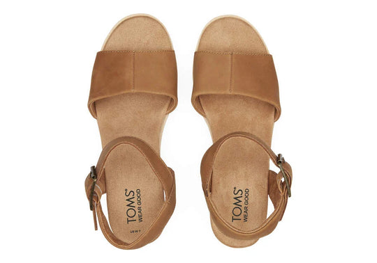TOMS Diana Tan Leather Wedge Sandal