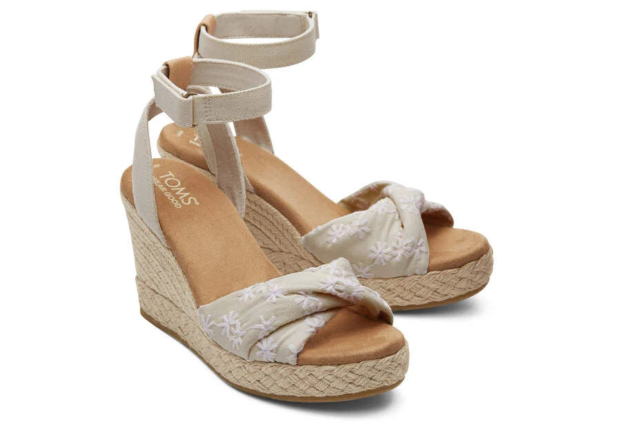 TOMS Marisela Floral Embroidered Wedge Sandal