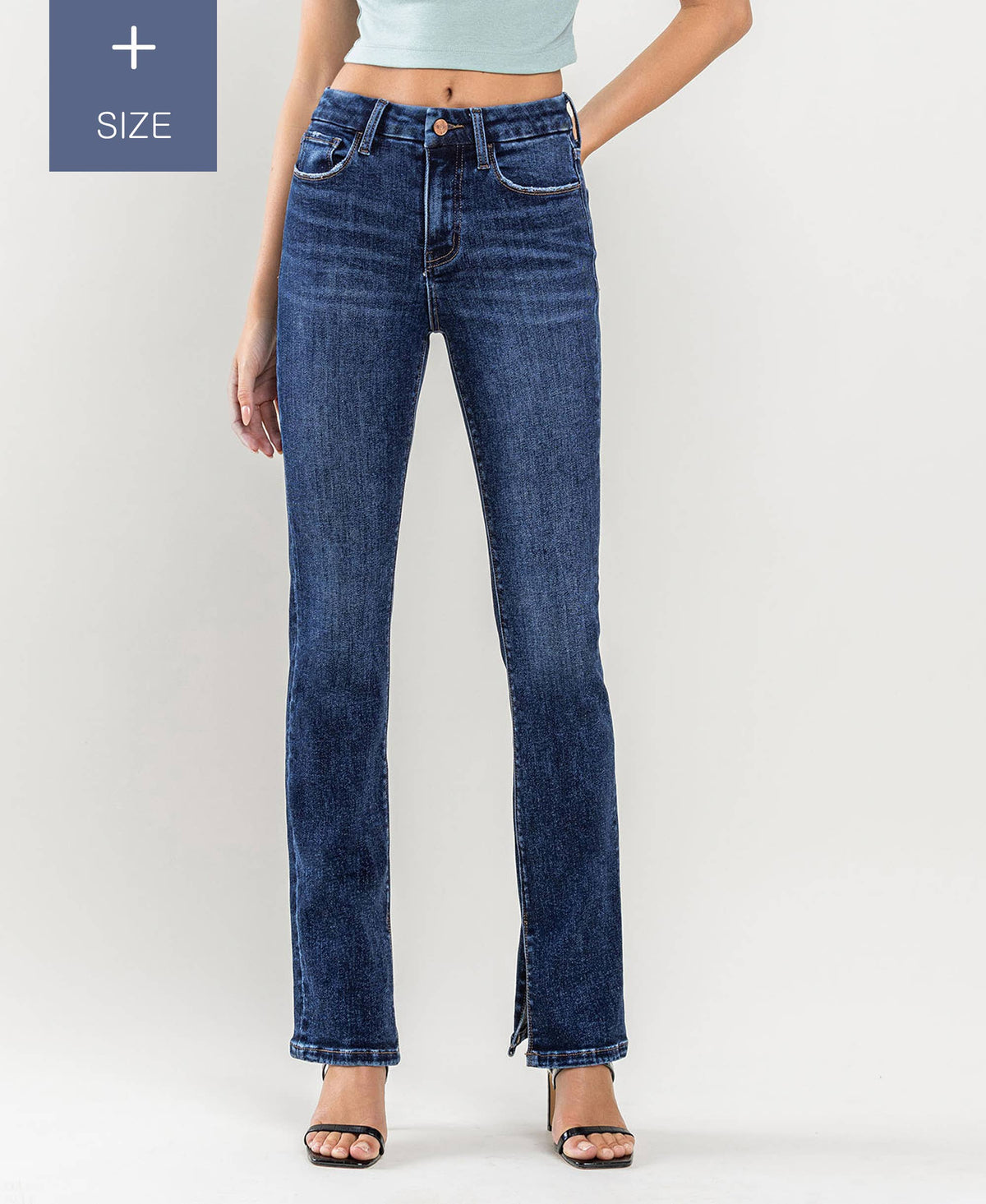 PLUS SIZE TUMMY CONTROL HIGH RISE BOOTCUT JEANS LV1216-P, view 2