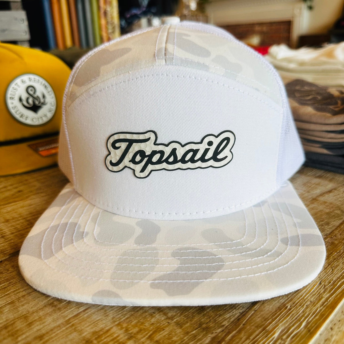 Topsail Script 7-Panel Hat - White Camo
