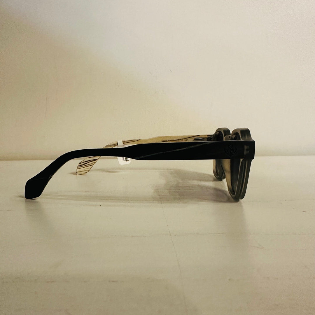 Gray frame wooden sunglasses other side