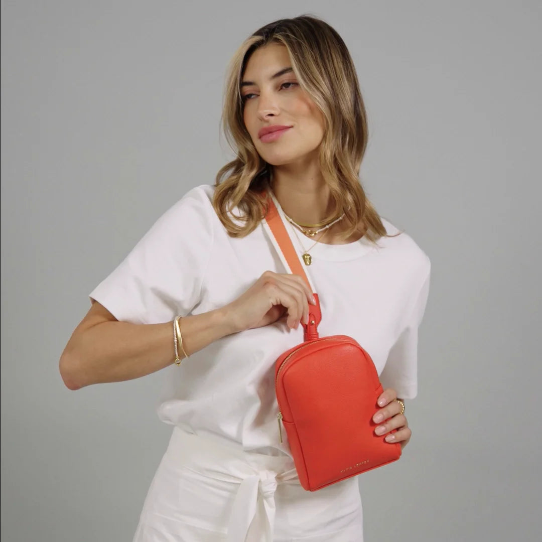 Kaite Canvas Strap Sling Bag in Deep Orange
