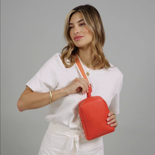 Kaite Canvas Strap Sling Bag in Deep Orange