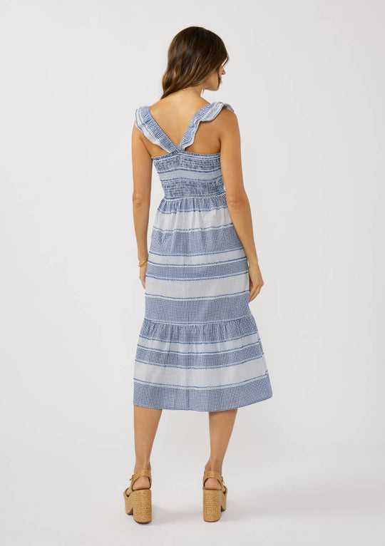 Stripe Smocked Midi Dress with Pockets