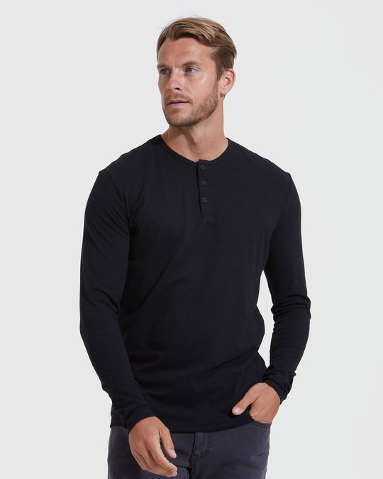 True Classic - Long Sleeve Henley | Black
