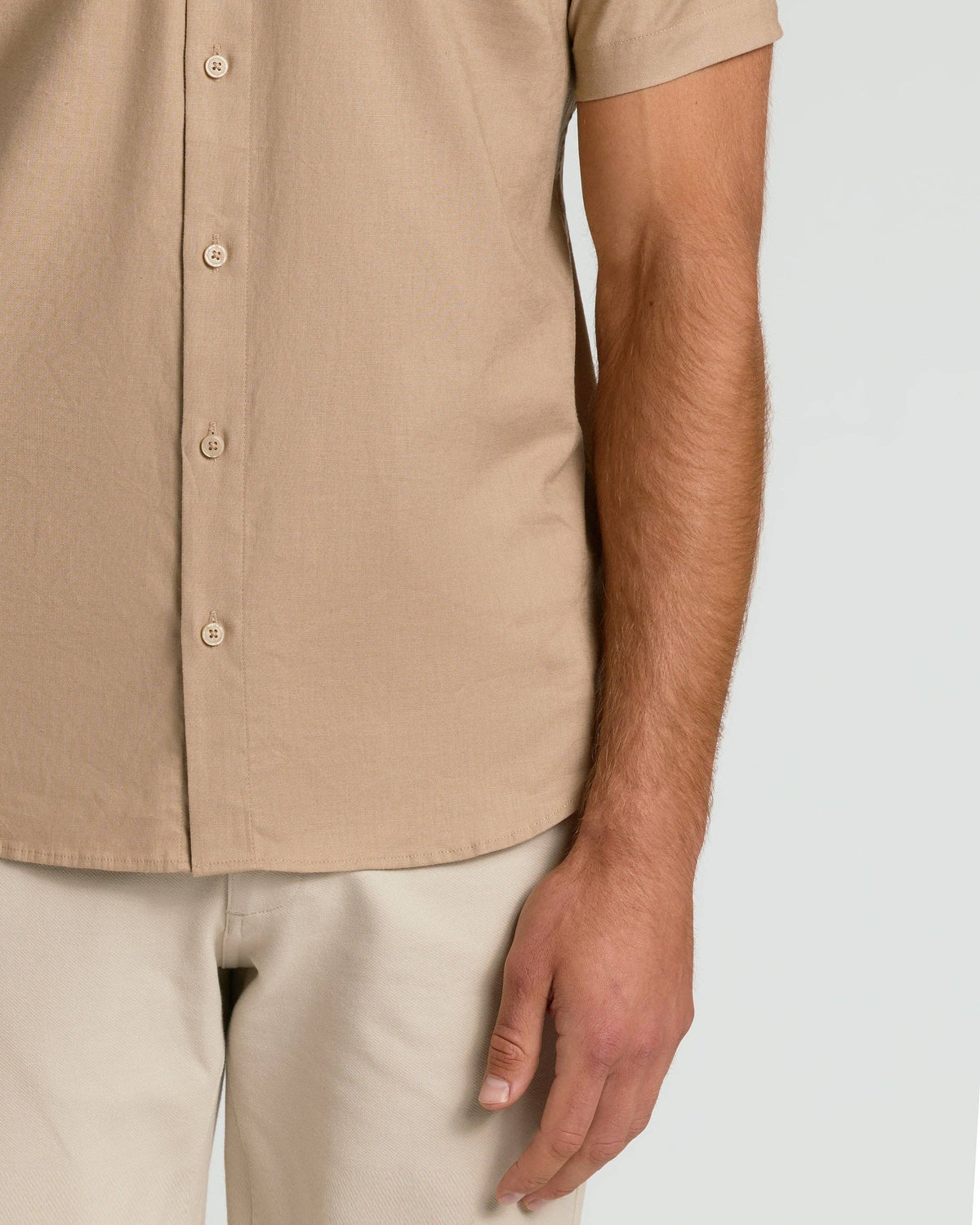Dusty Taupe Short Sleeve Linen Shirt, view 5