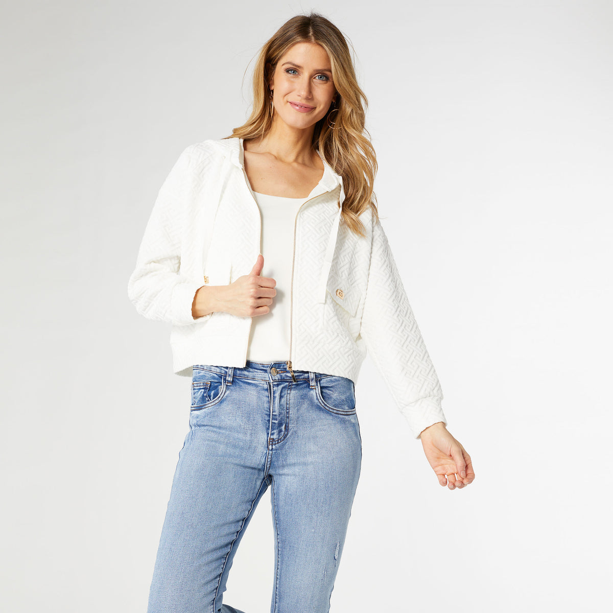 Phoenix Quilted Zip Hoodie with Pockets