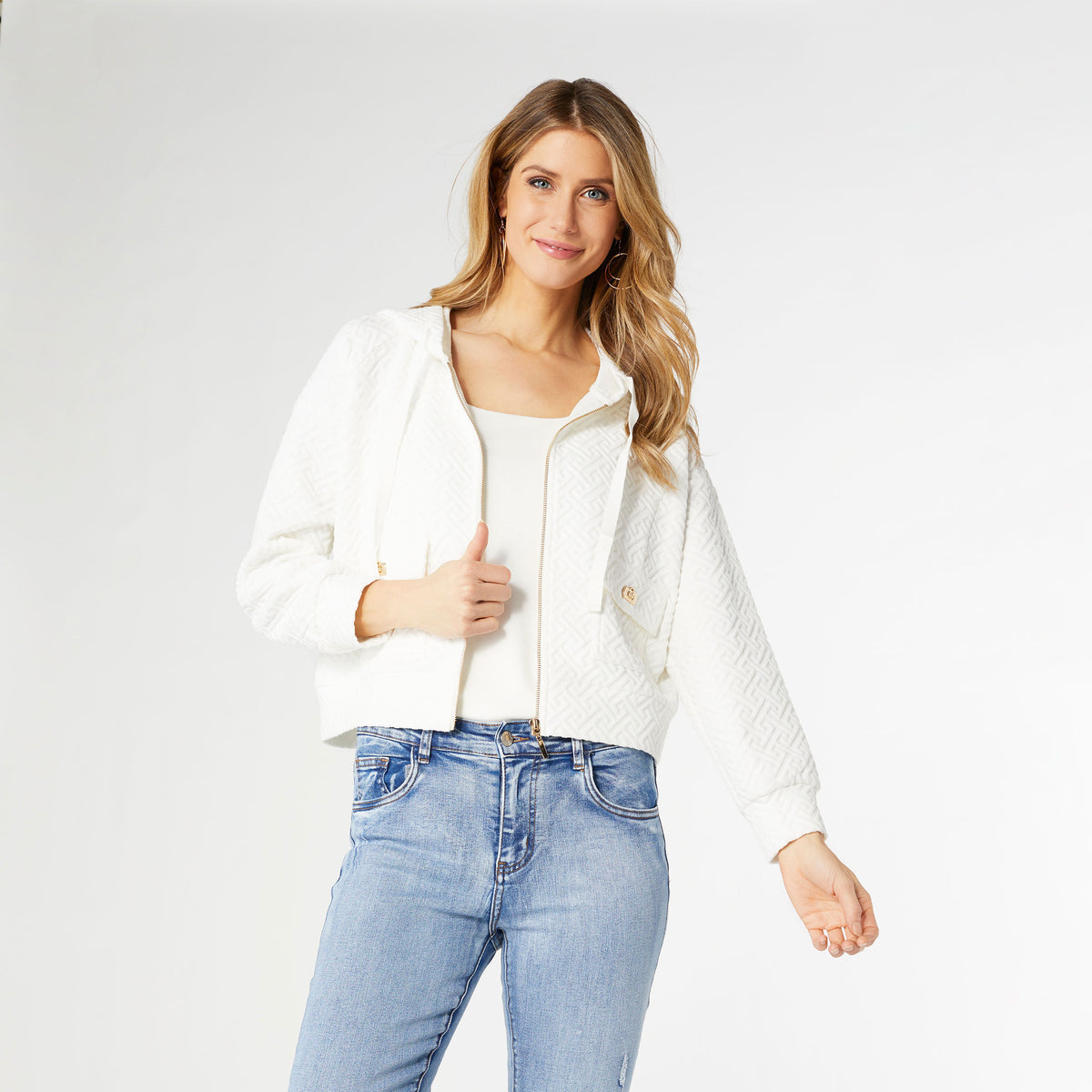 Phoenix Quilted Zip Hoodie with Pockets, view 2