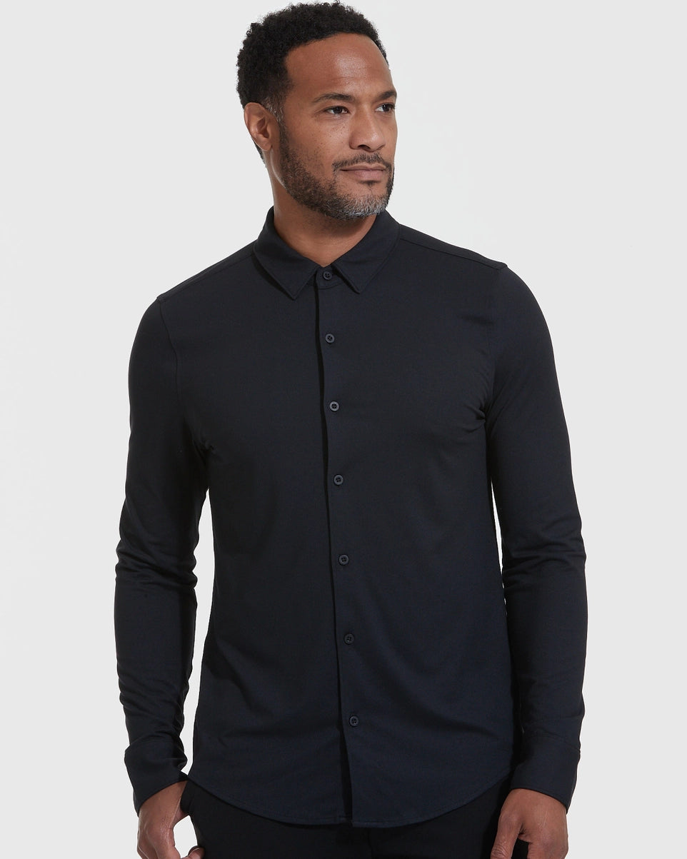 True Classic - Long Sleeve Button Up Shirt | Do-It-All Comfort | Black