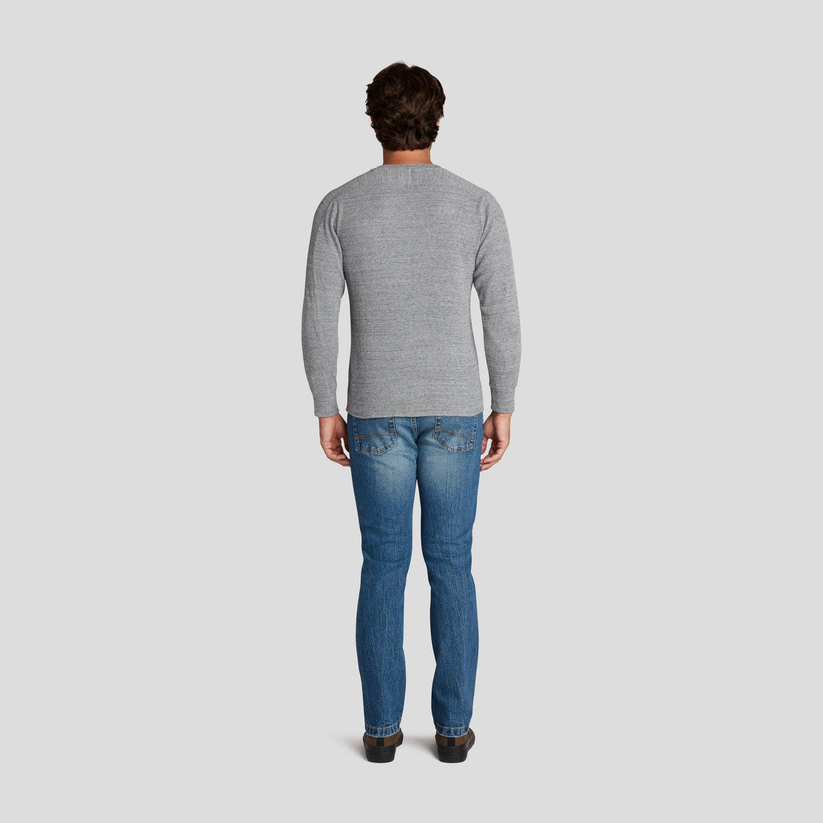 New Spencer Waffle Crew - Gray Marl, view 9