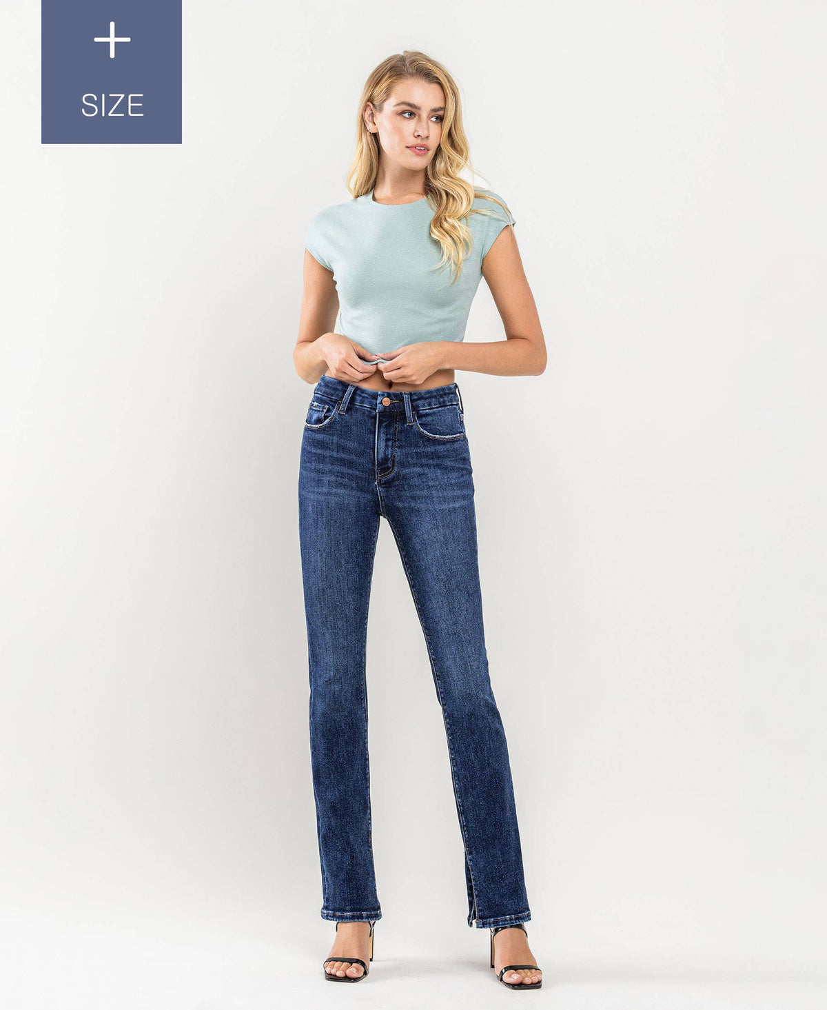 PLUS SIZE TUMMY CONTROL HIGH RISE BOOTCUT JEANS LV1216-P, view 3