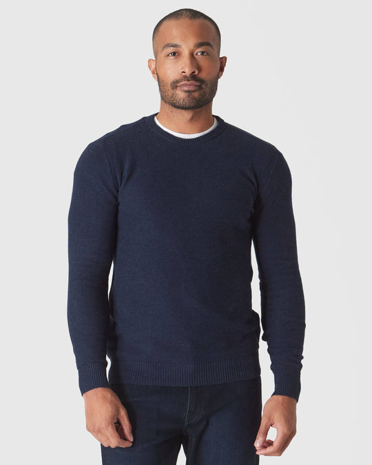 True Classic - Sweater | Crew | Heather Navy Pique