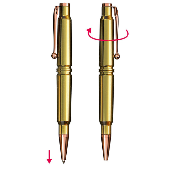 308 Real Bullet Casing Refillable Twist Pen - Brass - Rust & Refined