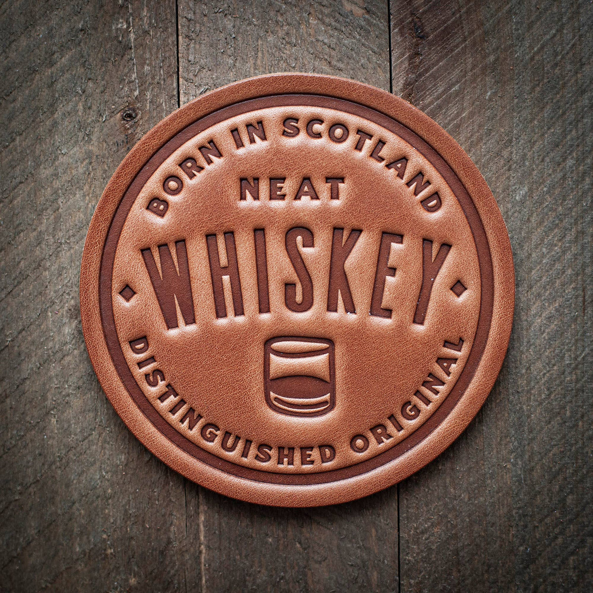 Premium Handcrafted Leather Coaster - Whiskey