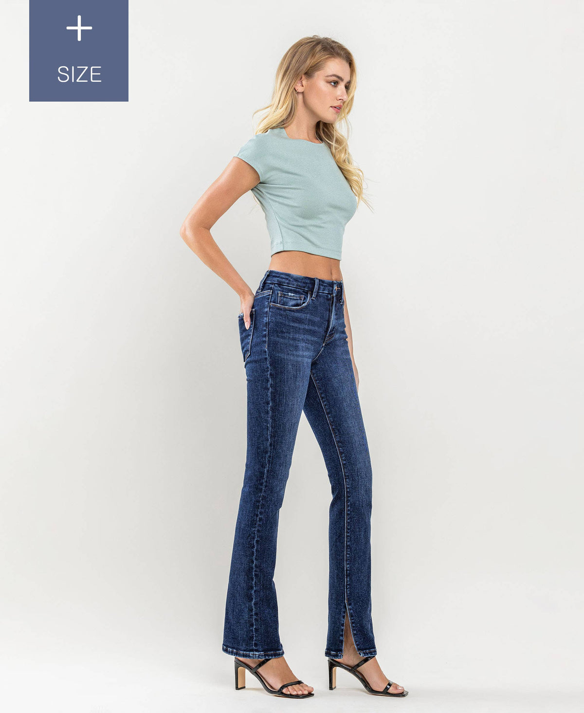 PLUS SIZE TUMMY CONTROL HIGH RISE BOOTCUT JEANS LV1216-P, view 5