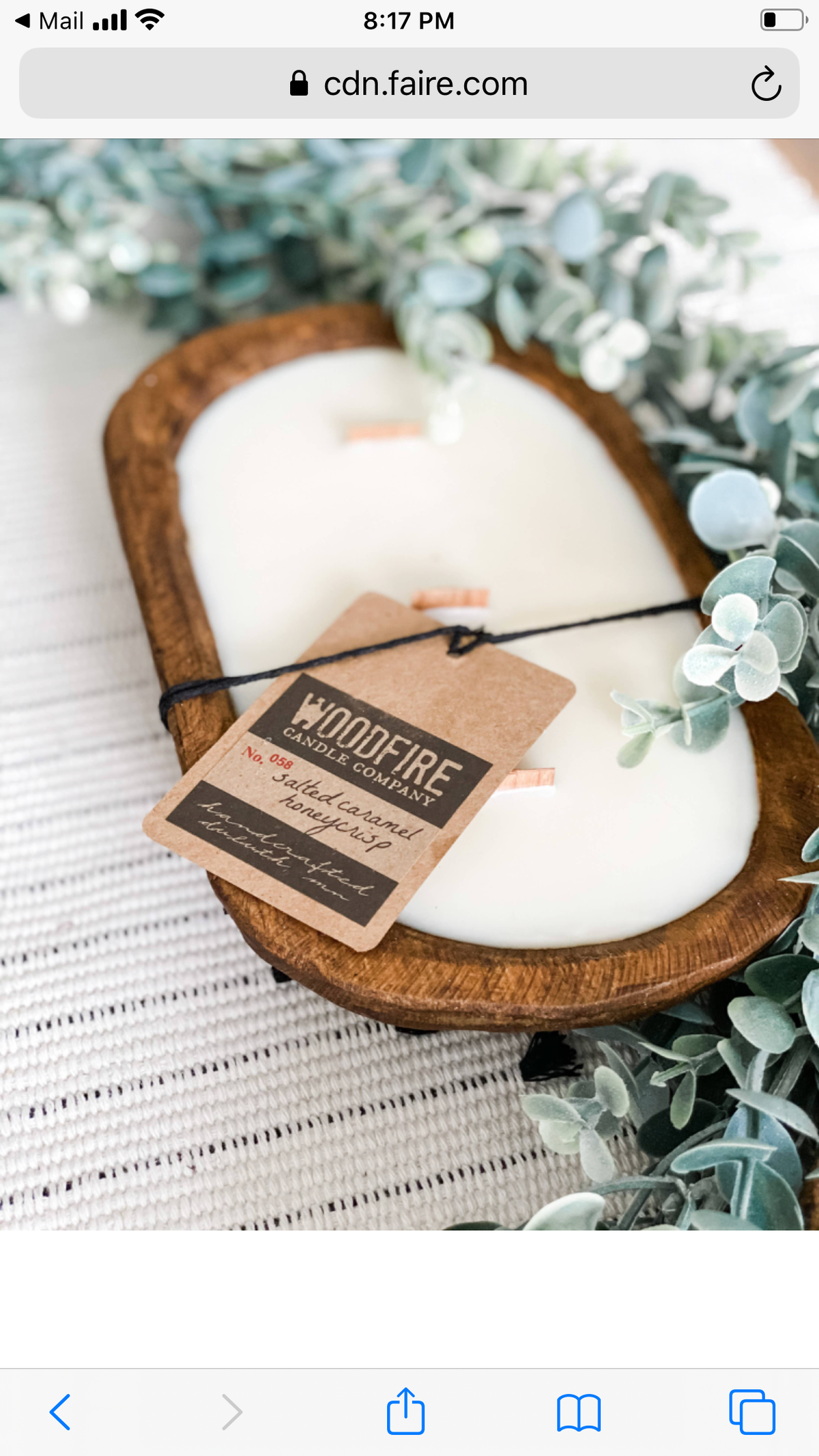 Dough Bowl Wood Wick Candle 16oz Home Decor Gift, view 2