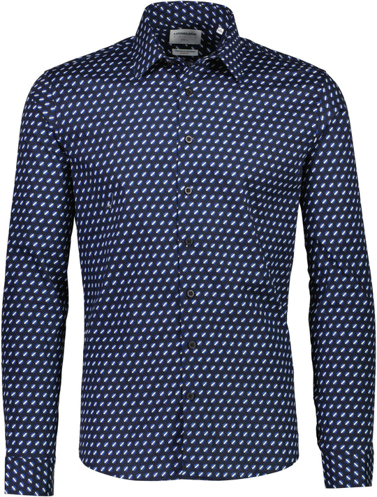 Lindbergh - SuperFlex Long Sleeve Slim Fit Shirt in Navy Blue