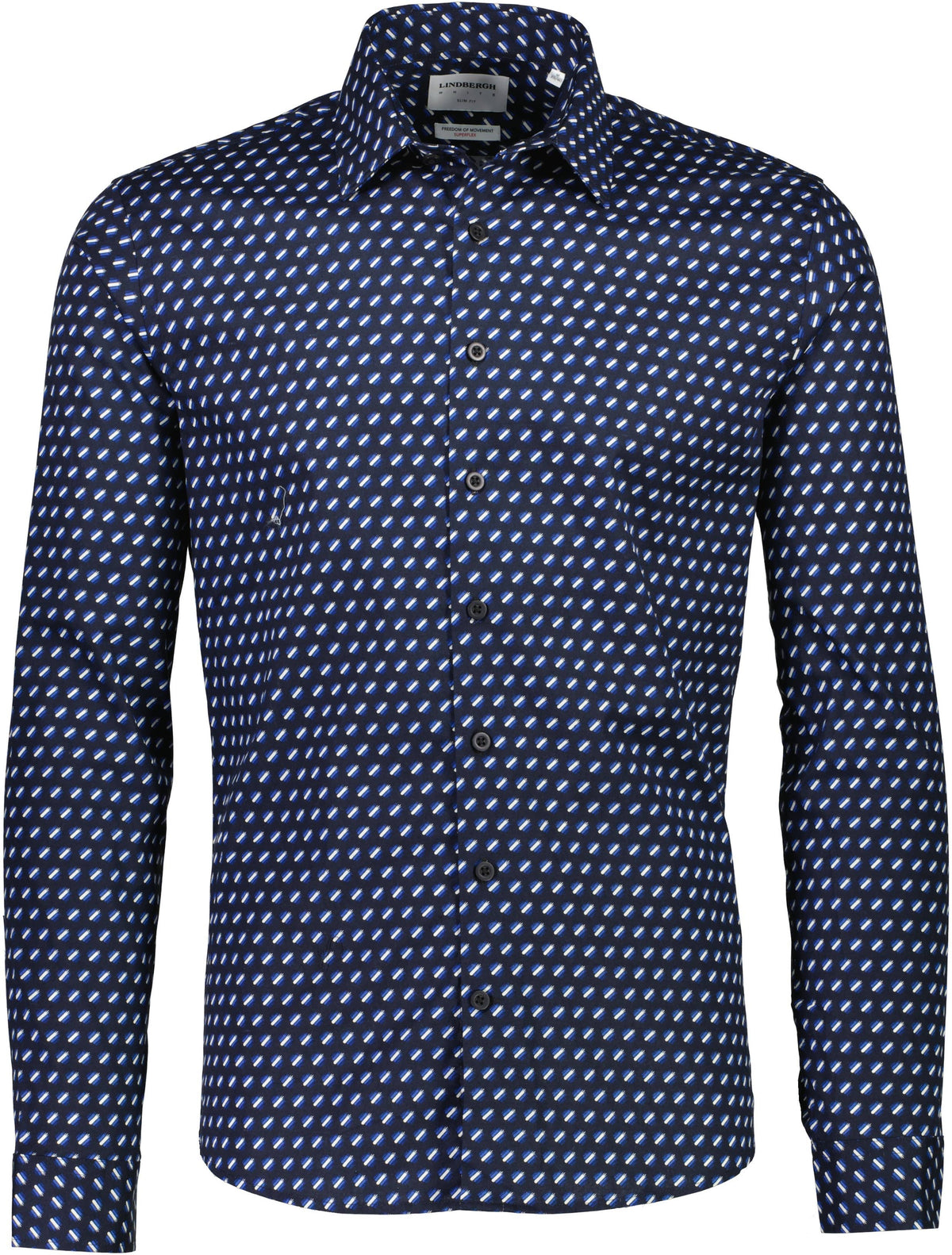 Lindbergh - SuperFlex Long Sleeve Slim Fit Shirt in Navy Blue, view 2
