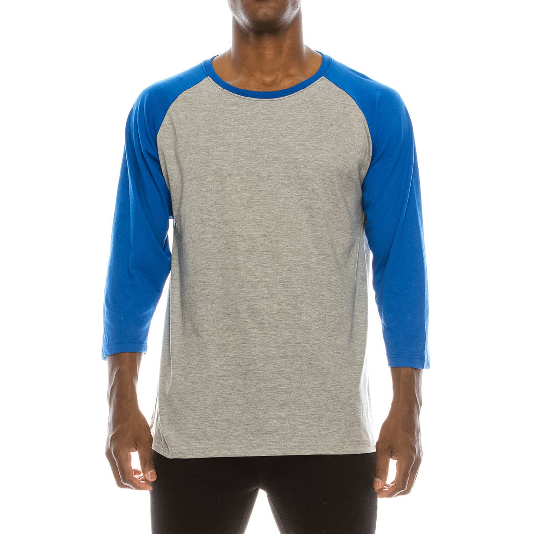 Raglan Sleeve Shirt: Heather Grey Royal Blue