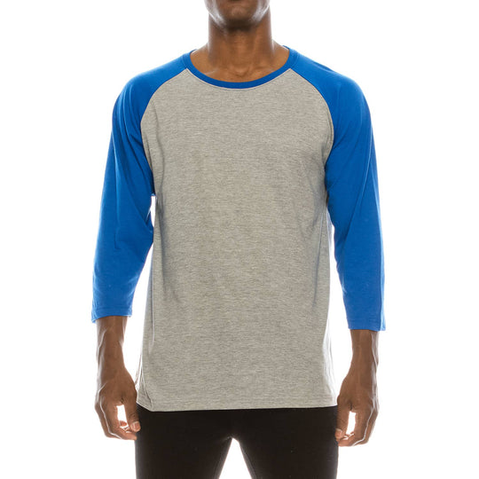 Raglan Sleeve Shirt: Heather Grey Royal Blue