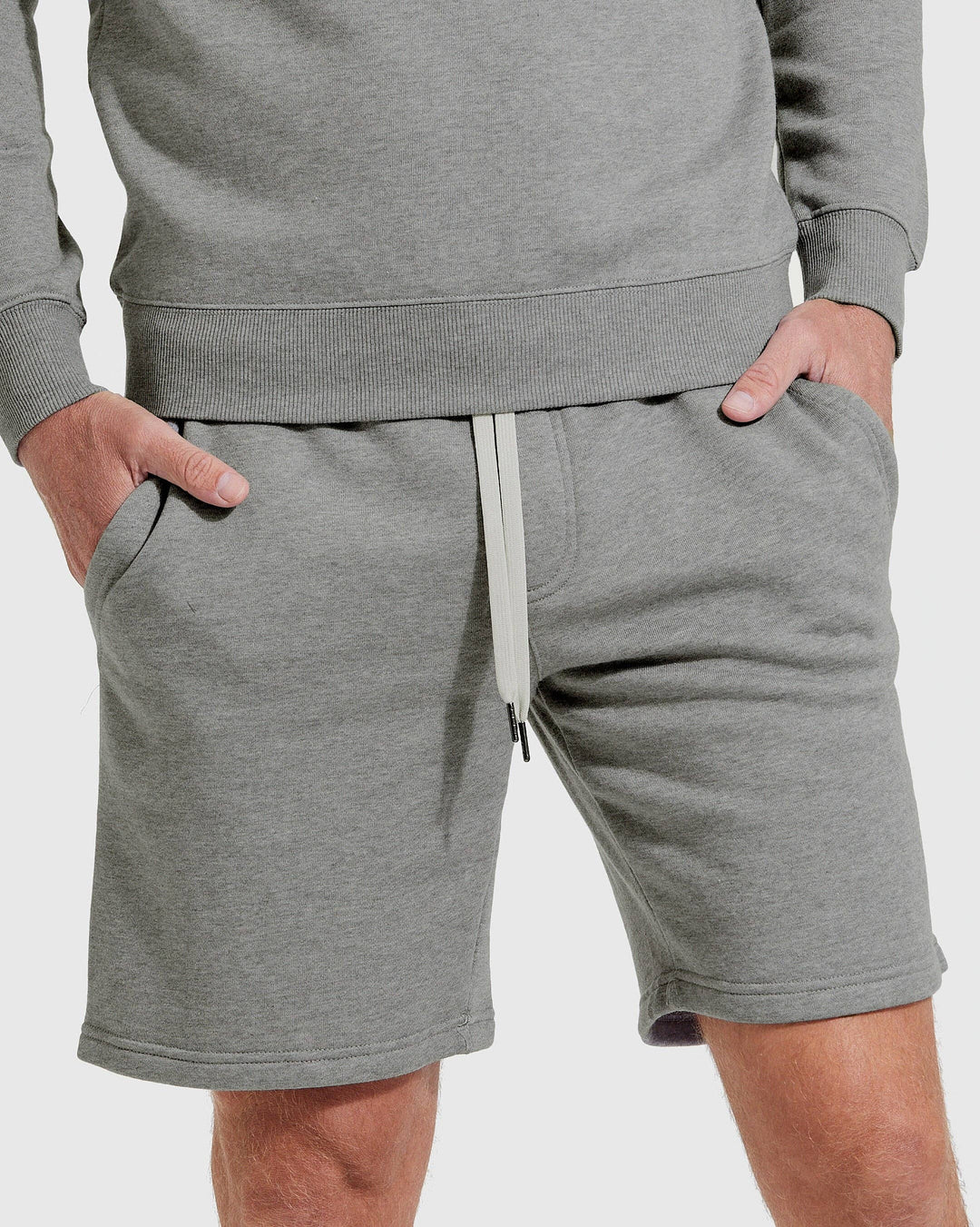 Medium Heather Gray Fleece French Terry Shorts, view 5