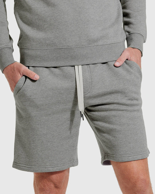 Medium Heather Gray Fleece French Terry Shorts, view 5