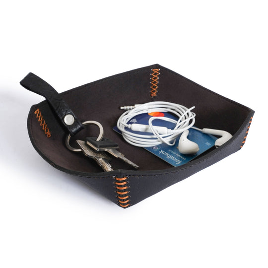Desk Organizer Leather Valet Dump Tray for Men