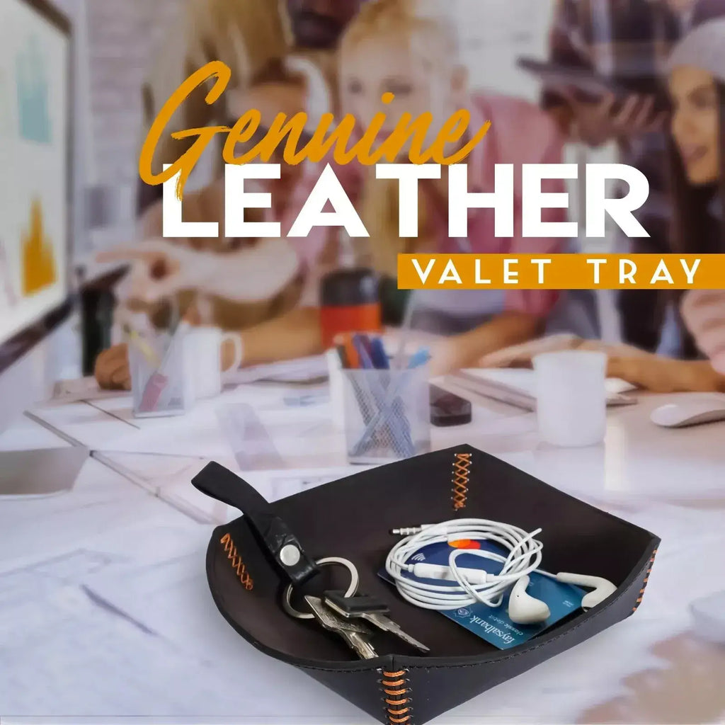 Desk Organizer Leather Valet Dump Tray for Men, view 2