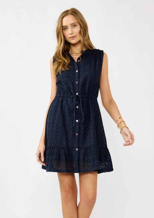 Floral Eyelet Button-Down Dress