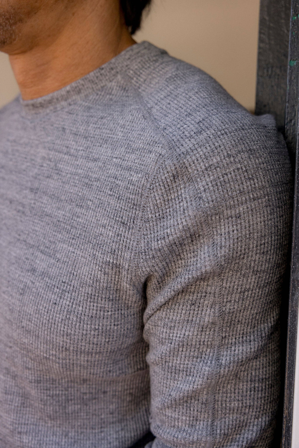 New Spencer Waffle Crew - Gray Marl, view 6