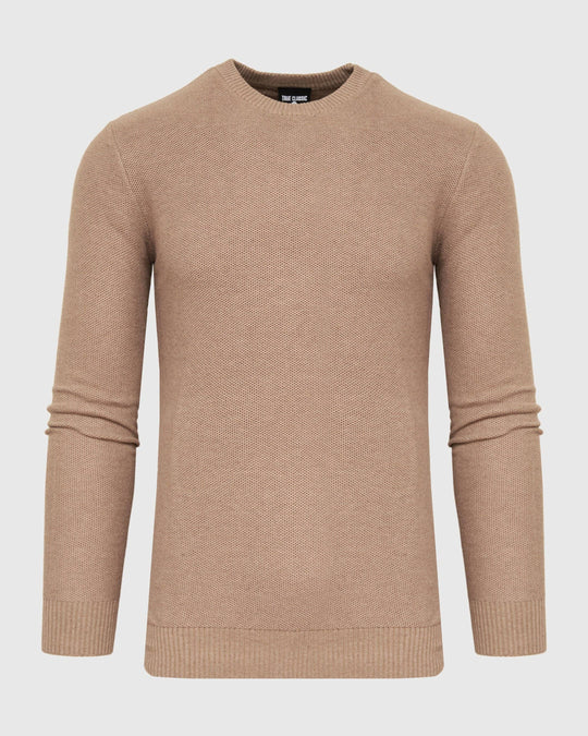 True Classic - Crew Sweater | Heather Camel Pique