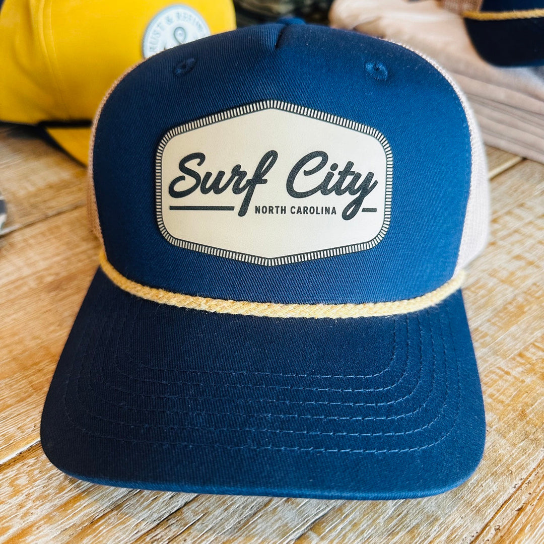 Surf City Rope Trucker Hat - Navy/Tan