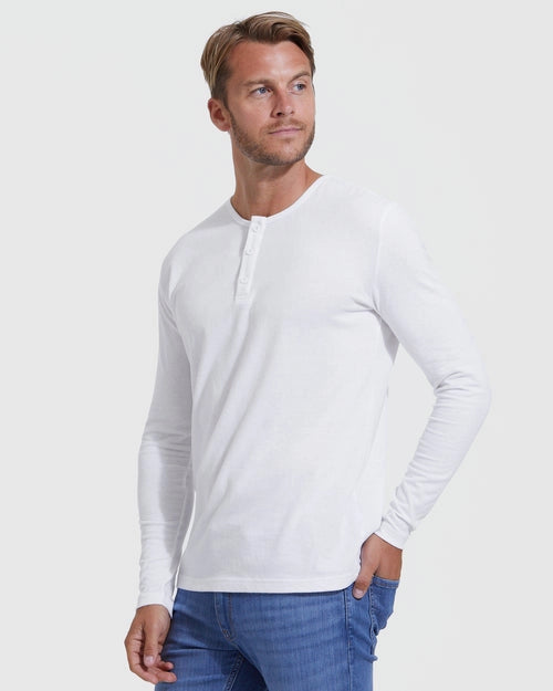 True Classic - Long Sleeve Henley | White, view 3