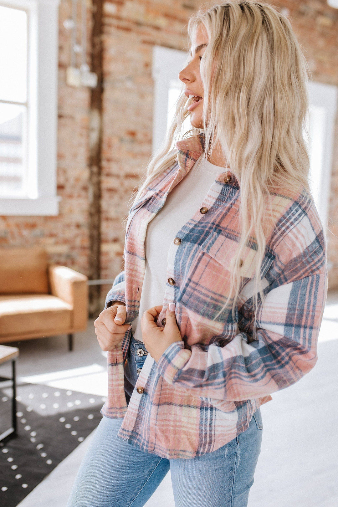 Liam & Company - Kelsea Plaid Shacket | Pink