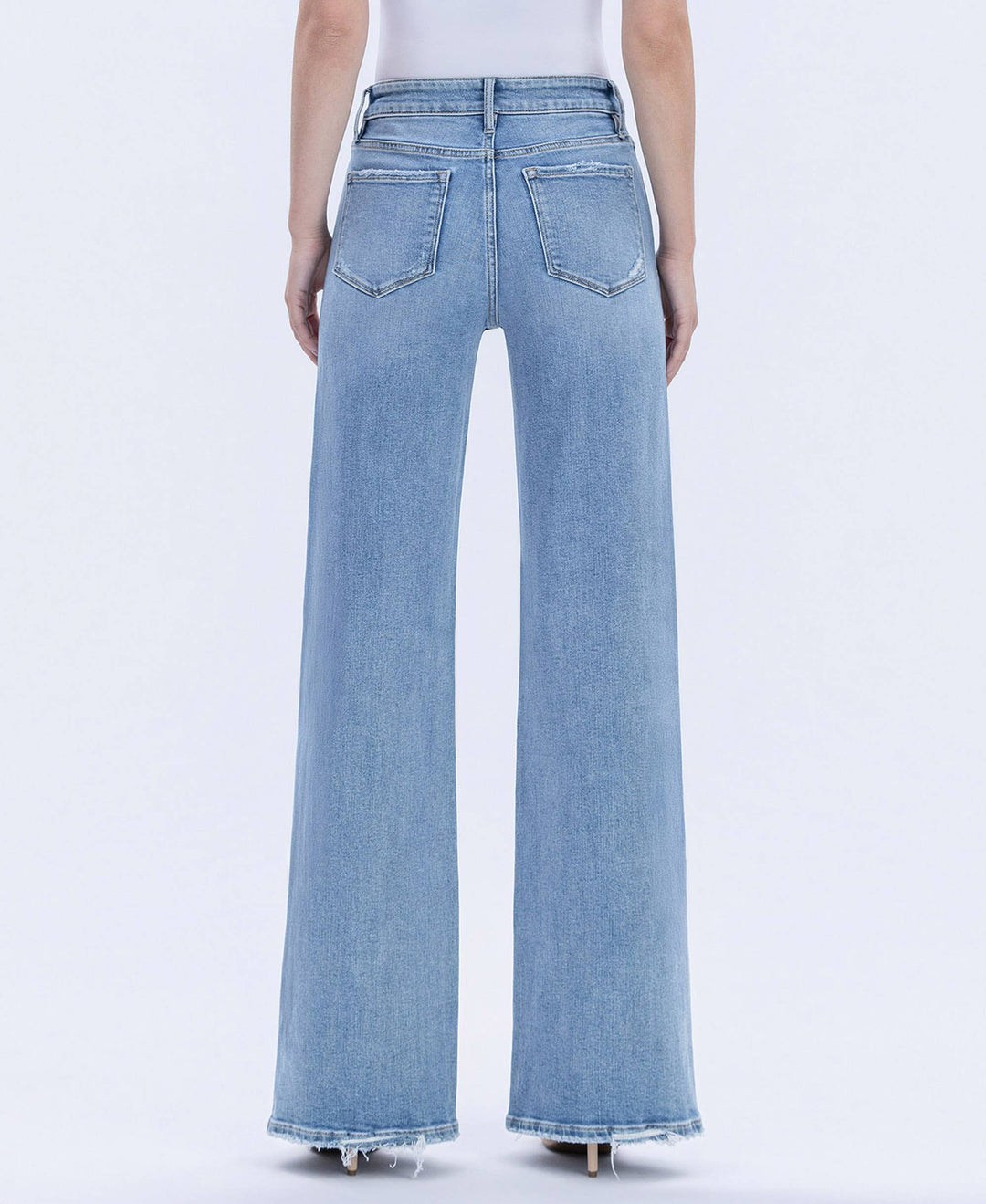 High Rise Full Length Wide Jeans