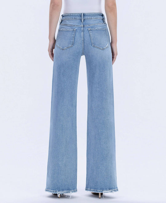 High Rise Full Length Wide Jeans