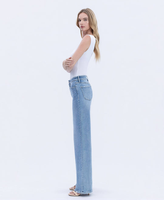 High Rise Full Length Wide Jeans