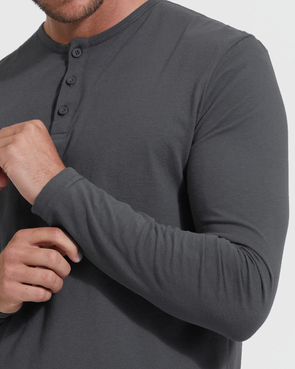 True Classic - Long Sleeve Henley | Carbon, view 5