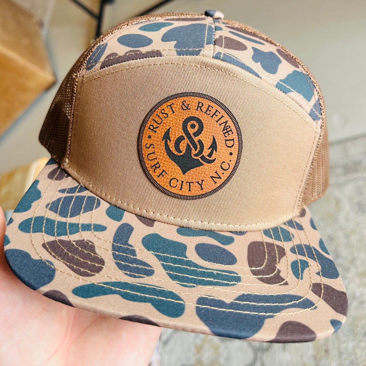 R&R Anchor Blue Duck Camo 7-Panel Hat